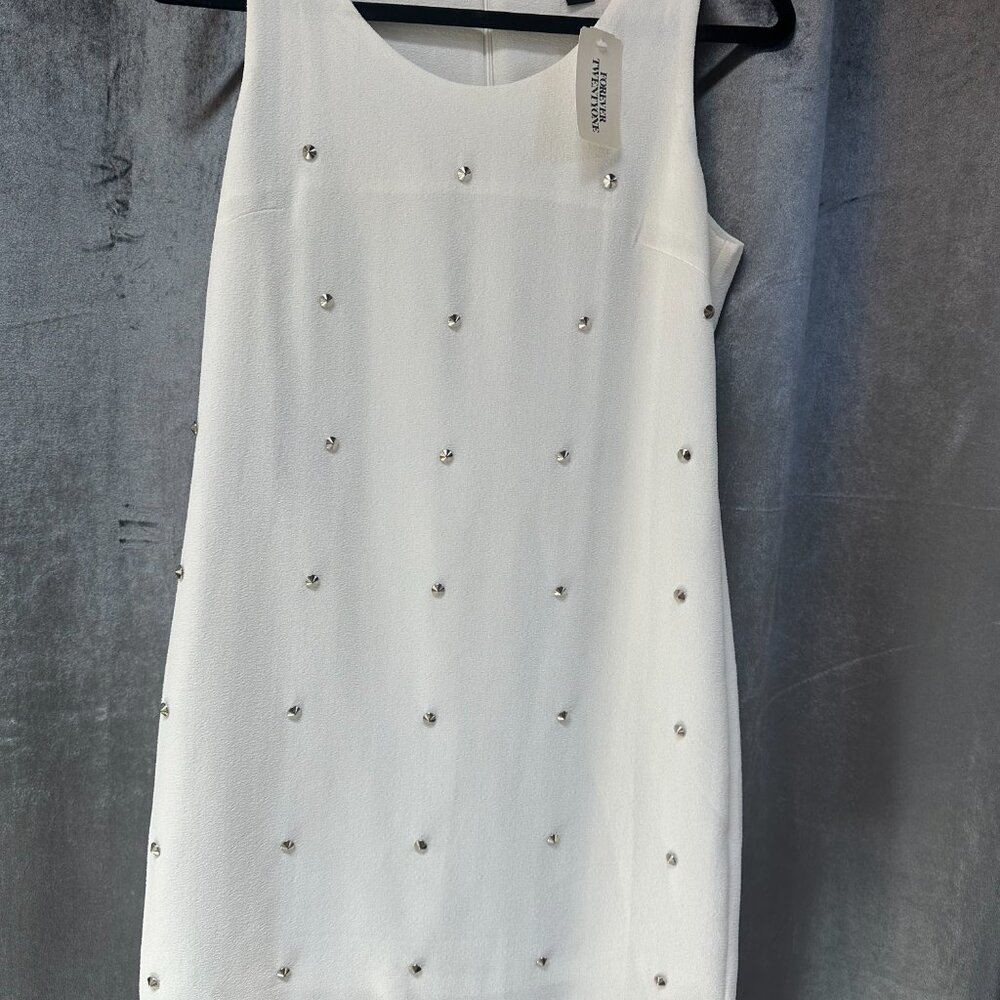 NWT Forever 21 white studded shift dress. Size M double lined